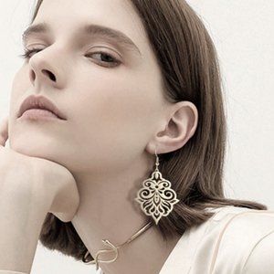 Stainless Floral Filigree Earrings